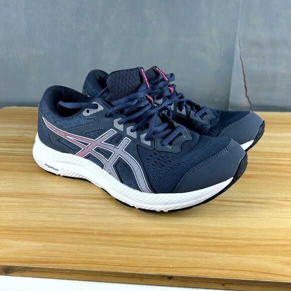 ASICS Gel-Contend 8 1012B320 Shoes Womens 8.5 Navy Blue Running Lace-Up Sneakers - Picture 1 of 10